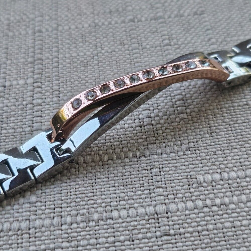 Women Bracelet Crystals Accent Face Rose Gold Silver Tone Fashion Jewelry - Picture 5 of 11